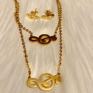 Necklace and Earrings Set musical noteSymbol
